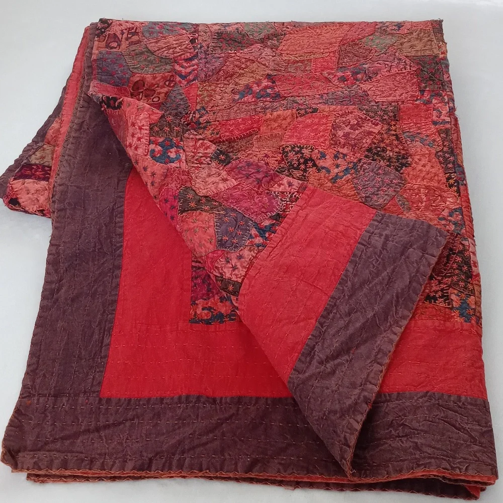 Unique Gorgeous King Size Vintage Patchwork Batik Bedspread from India